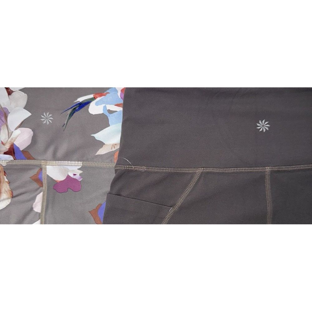 Lot of 2 - Athleta Womens Small Gray & Floral Stretch Leggings 7/8ths - Picture 3 of 11